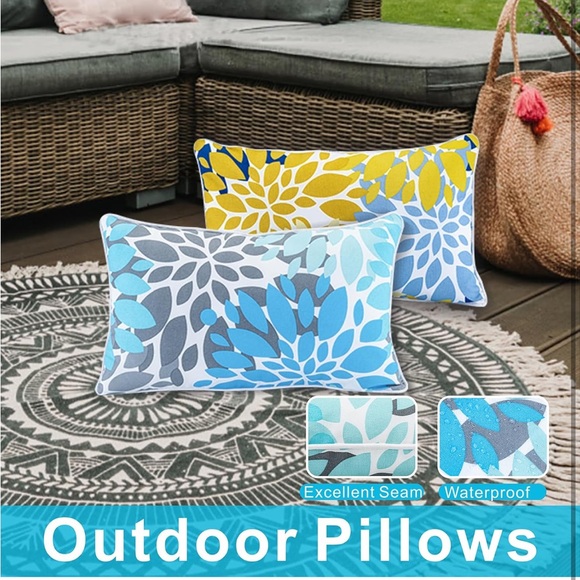 Outdoor Lumbar Pillow Covers Floral NWOT - Picture 3 of 5